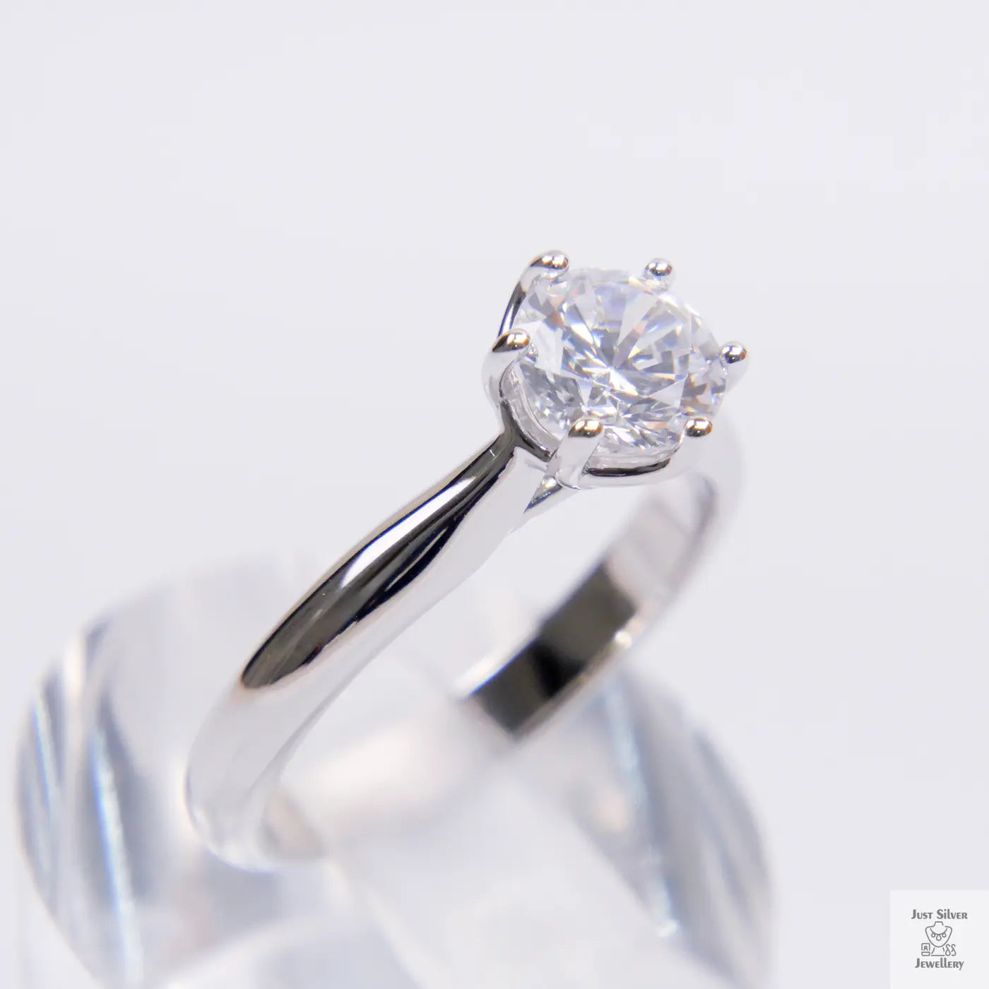 Silver Natural Zircon Solitaire Ring Just Silver Jewellery