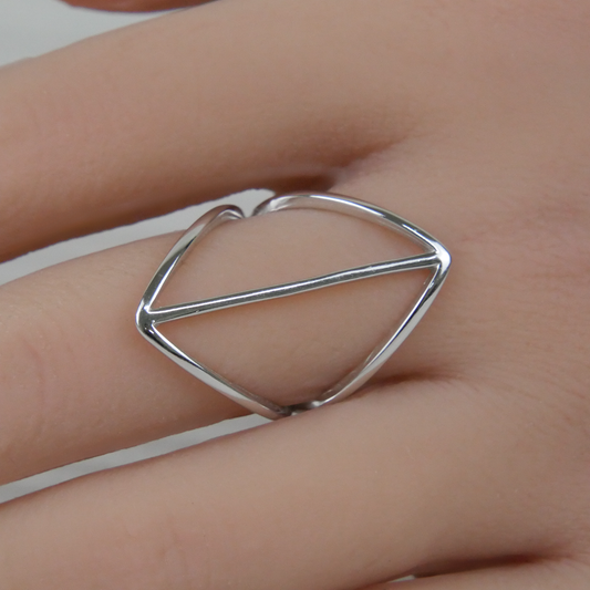 Silver Plain Geometric Ring