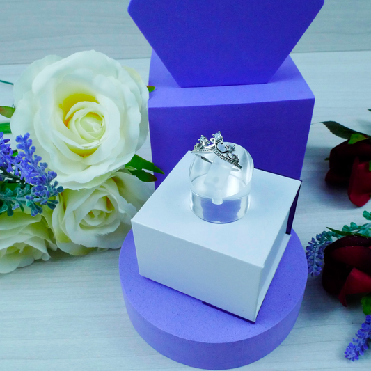 Silver White Zirconia Crown Ring