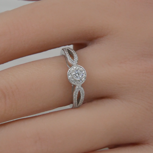Silver White Zirconia Flower Ring