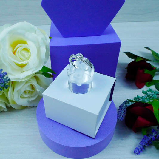 Silver White Zirconia Flower Ring