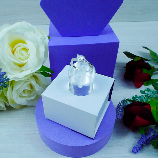 Silver White Zirconia Heart ring