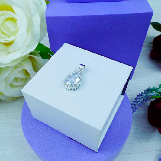 Silver "Pear Cut" White Zirconia & White Zirconia Gems