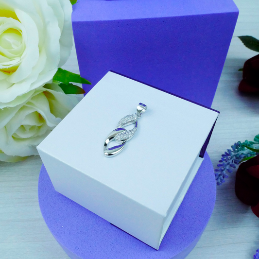 Silver 2 Loops white Zirconia pendant