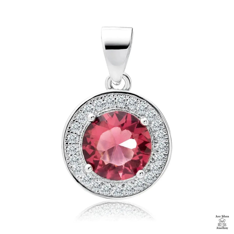 Silver pendant set with a coloured cubic zirconia gemstone cluster