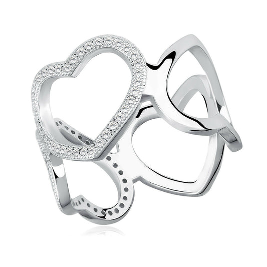Silver ring with a bow design on a white background