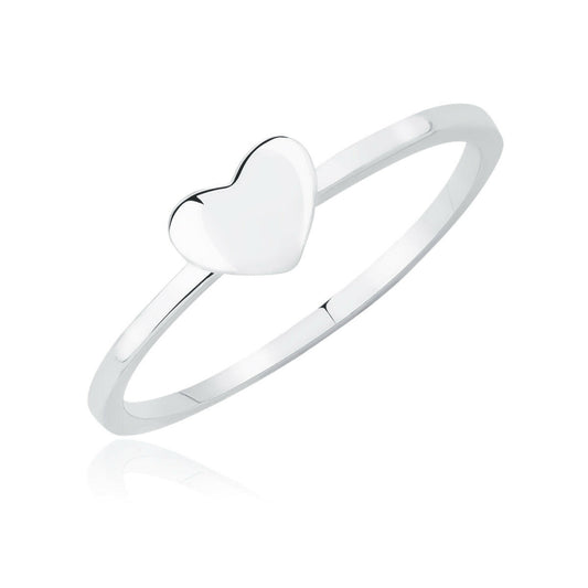 Silver heart-shaped ring on a white background