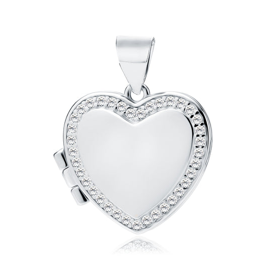 Silver White Zirconia Heart Locket
