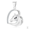 Silver "Horse" Pendant with black & white zirconia gemstones Just Silver Jewellery