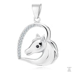 Silver "Horse" Pendant with black & white zirconia gemstones Just Silver Jewellery