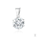 A silver pendant with a single round white zirconia in a clear setting