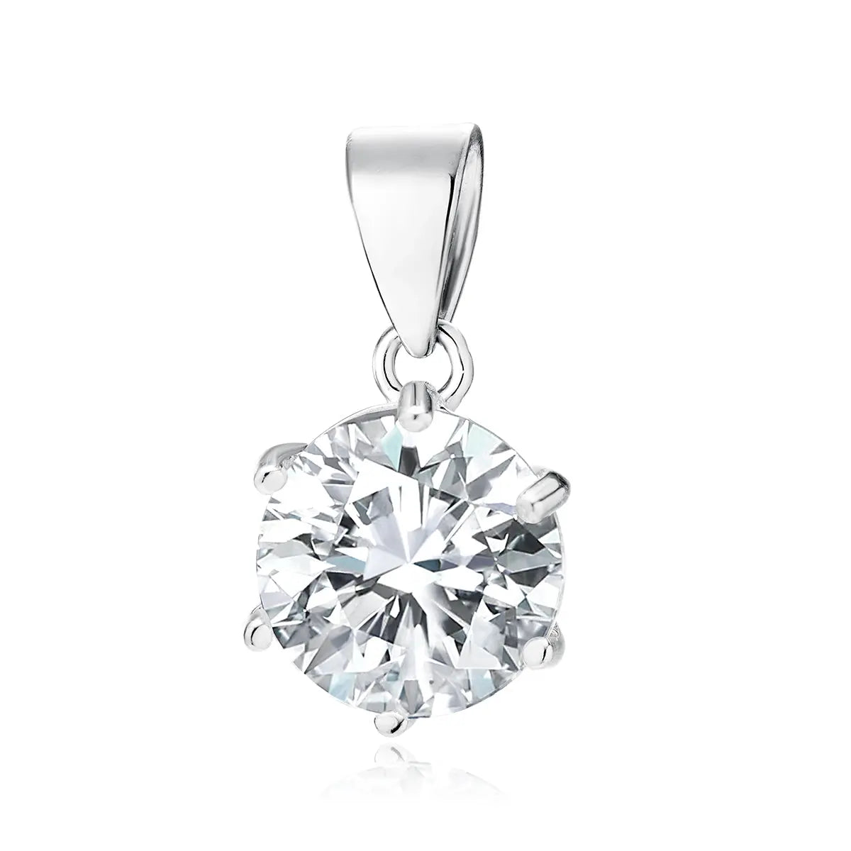 Silver single round White Zirconia pendant Just Silver Jewellery