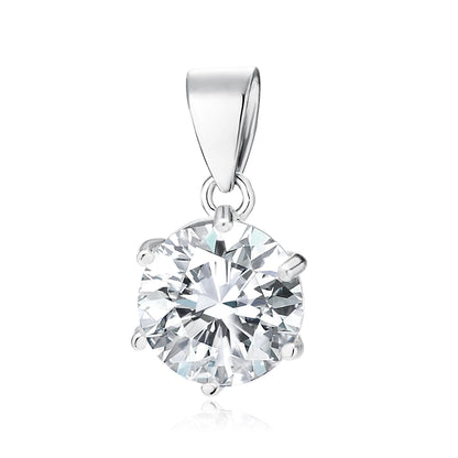 Silver single round White Zirconia pendant