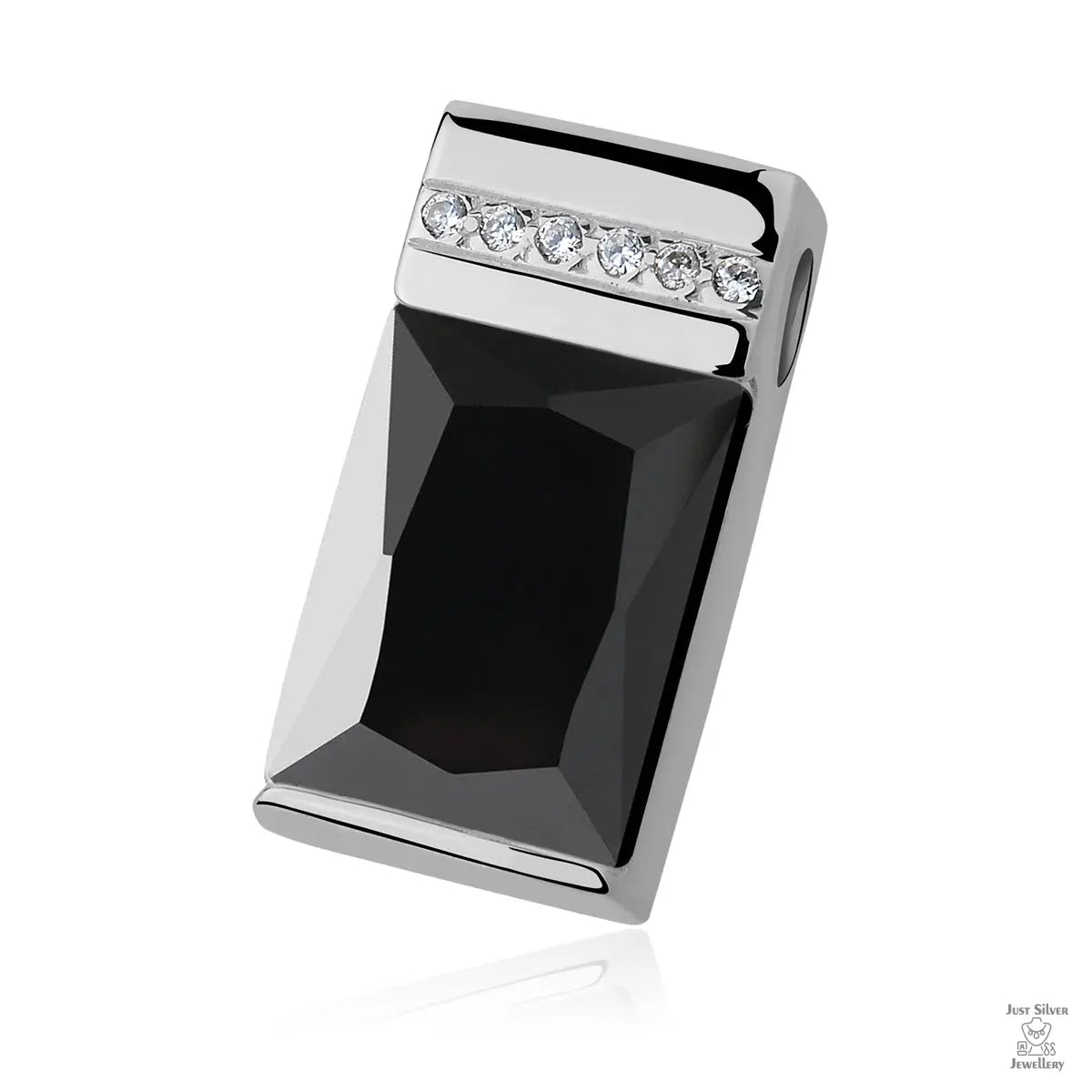 Silver impressive black zircoina pendant Just Silver Jewellery