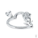Silver Heart & Rose White Zirconia pendant Just Silver Jewellery