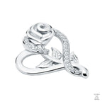 Silver Rose & Heart Zirconia pendant Just Silver Jewellery