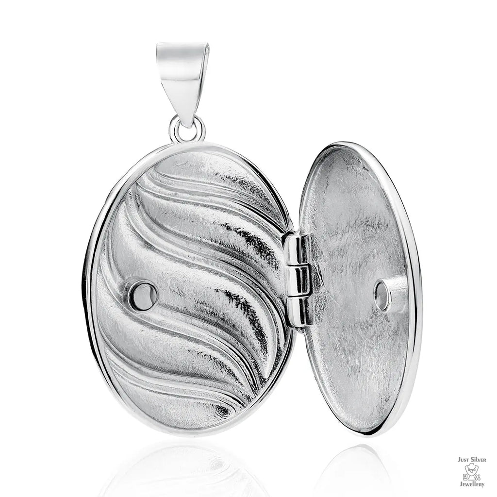 Silver Swirl Oval Locket Just Silver Jewellery