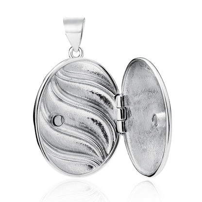Silver Swirl Oval Locket