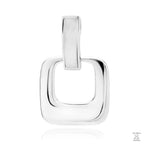 A silver loop pendant with a white nacre embellishment in the center, presented against a white background.