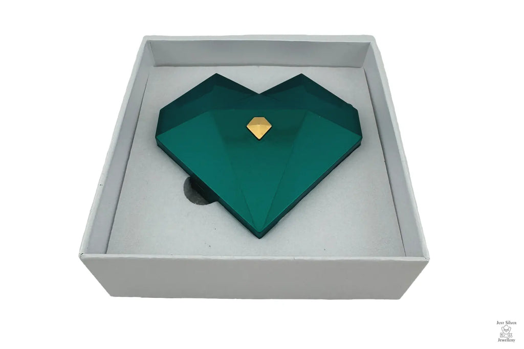 Diamond Heart Shape Ring Gift Box Just Silver Jewellery
