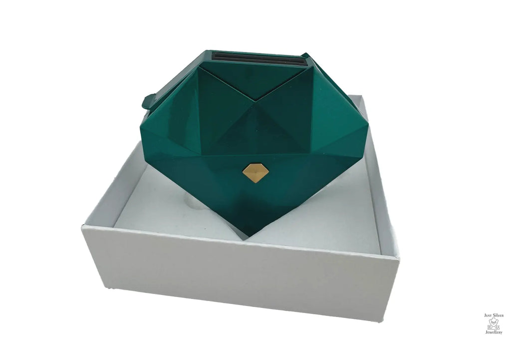 Diamond Heart Shape Ring Gift Box Just Silver Jewellery