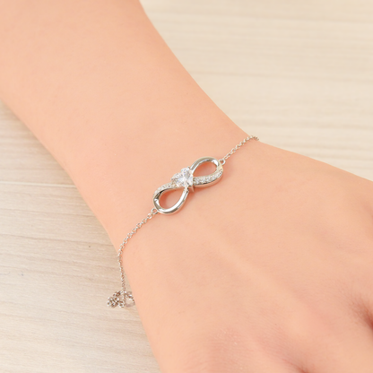 Silver Natural Zircon Infinity Bracelet