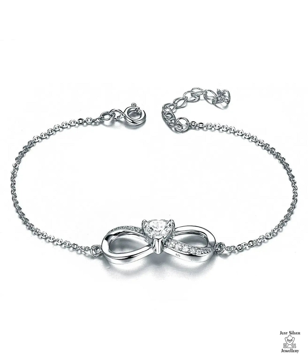 Silver Natural Zircon Infinity Bracelet Just Silver Jewellery