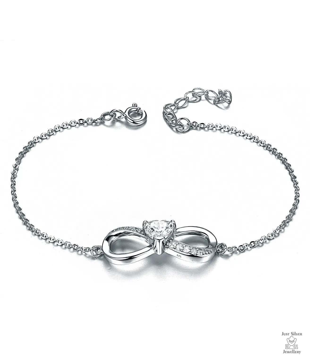 Silver Natural Zircon Infinity Bracelet Just Silver Jewellery