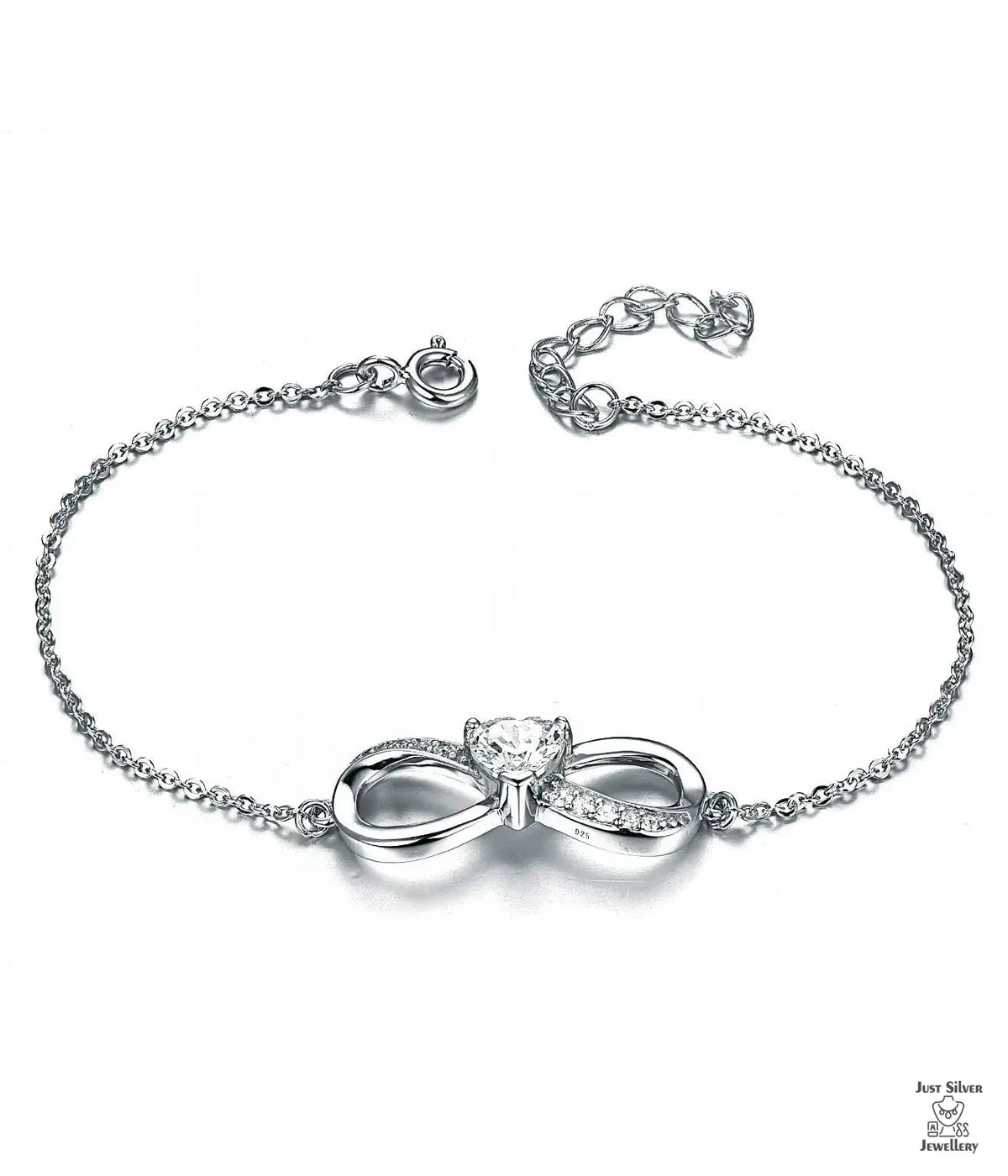 Silver Natural Zircon Infinity Bracelet Just Silver Jewellery