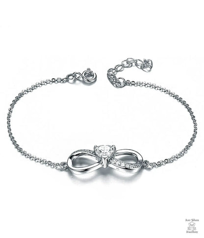 Silver Natural Zircon Infinity Bracelet Just Silver Jewellery