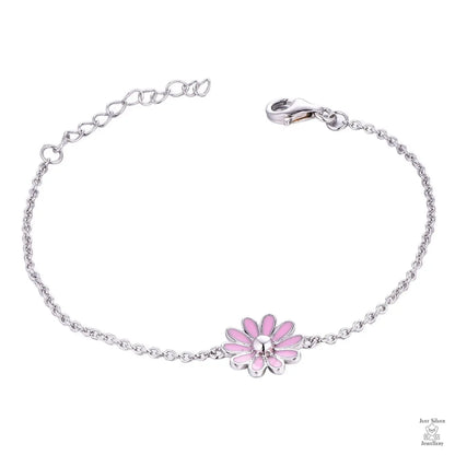 Silver Daisy Flower Bracelet Just Silver Jewellery