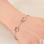 Silver 5 Hearts Cubic Zirconia Bracelet Just Silver Jewellery