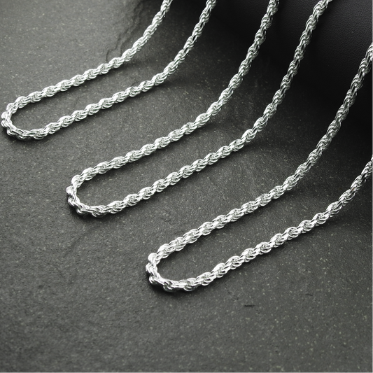 Solid Sterling Silver Rope Chain (3.4mm)