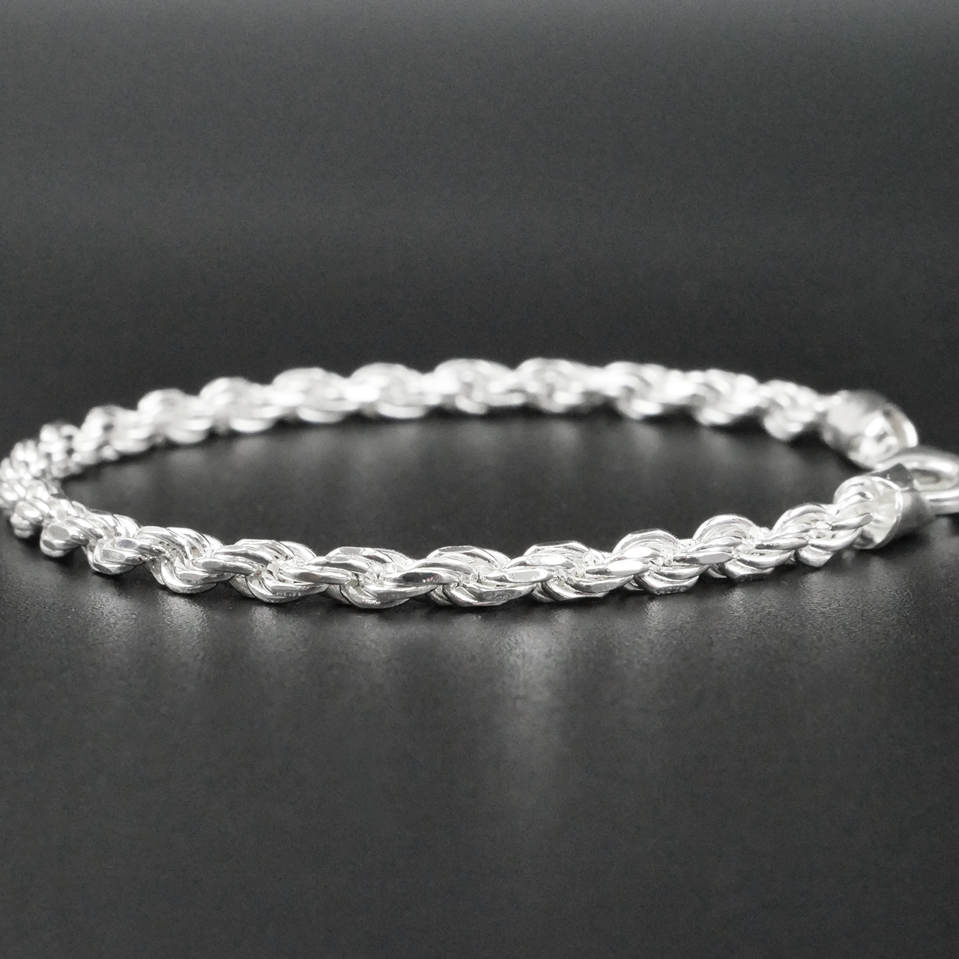 Solid Sterling Silver Rope Bracelet (3.4mm)