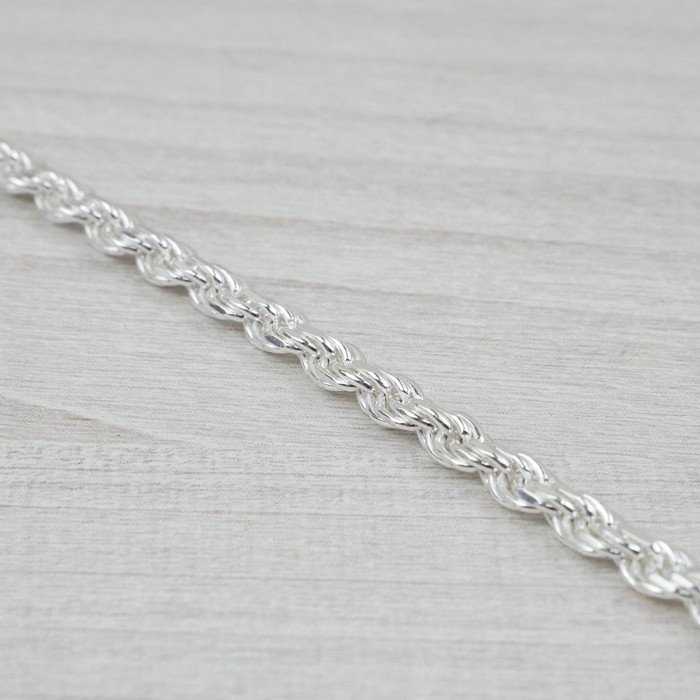 Solid Sterling Silver Rope Bracelet (3.4mm)