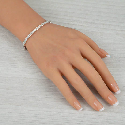 Solid Sterling Silver Rope Bracelet (3.4mm)