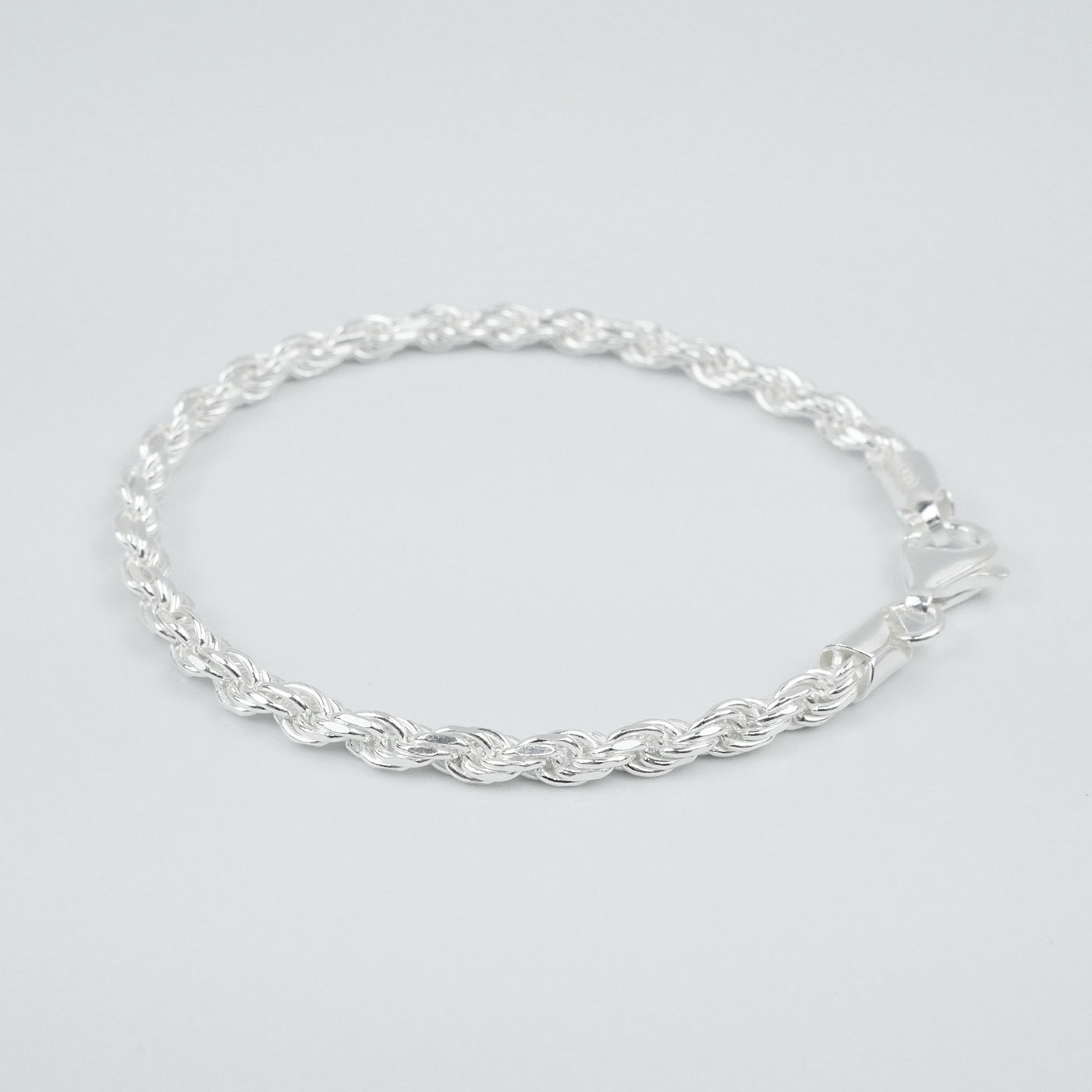 Solid Sterling Silver Rope Bracelet (3.4mm)
