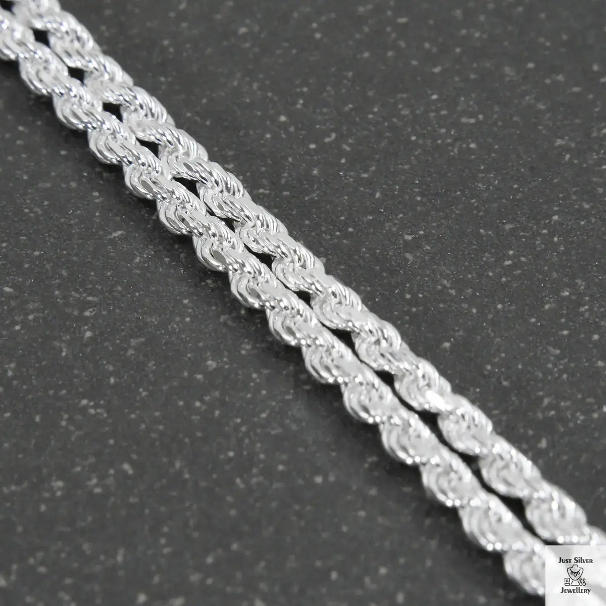 Silver chain on a white background