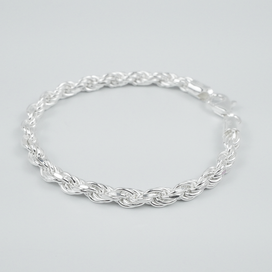 Solid Sterling Silver Rope Bracelet (5.0mm)