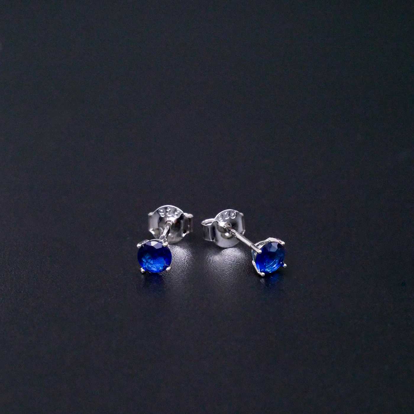 Silver "Blue CZ" Small Stud Earrings