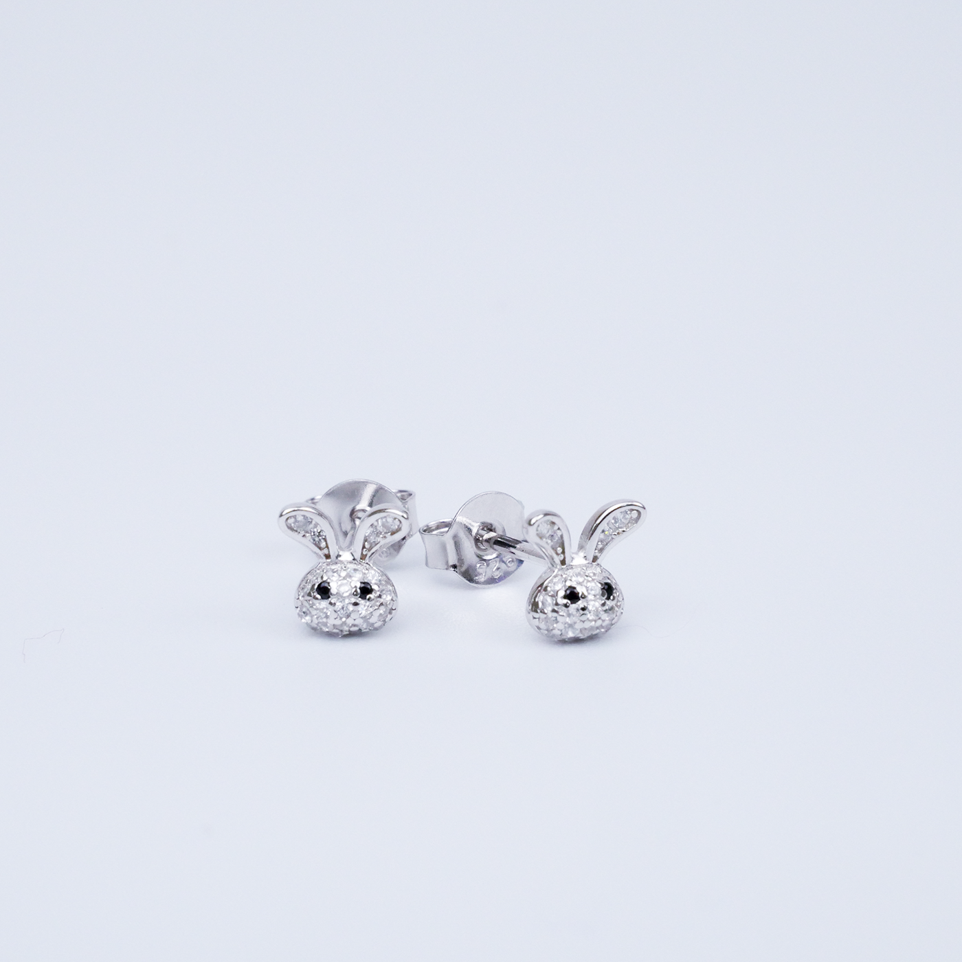 Silver "Black Eyed" Bunny Stud Earrings