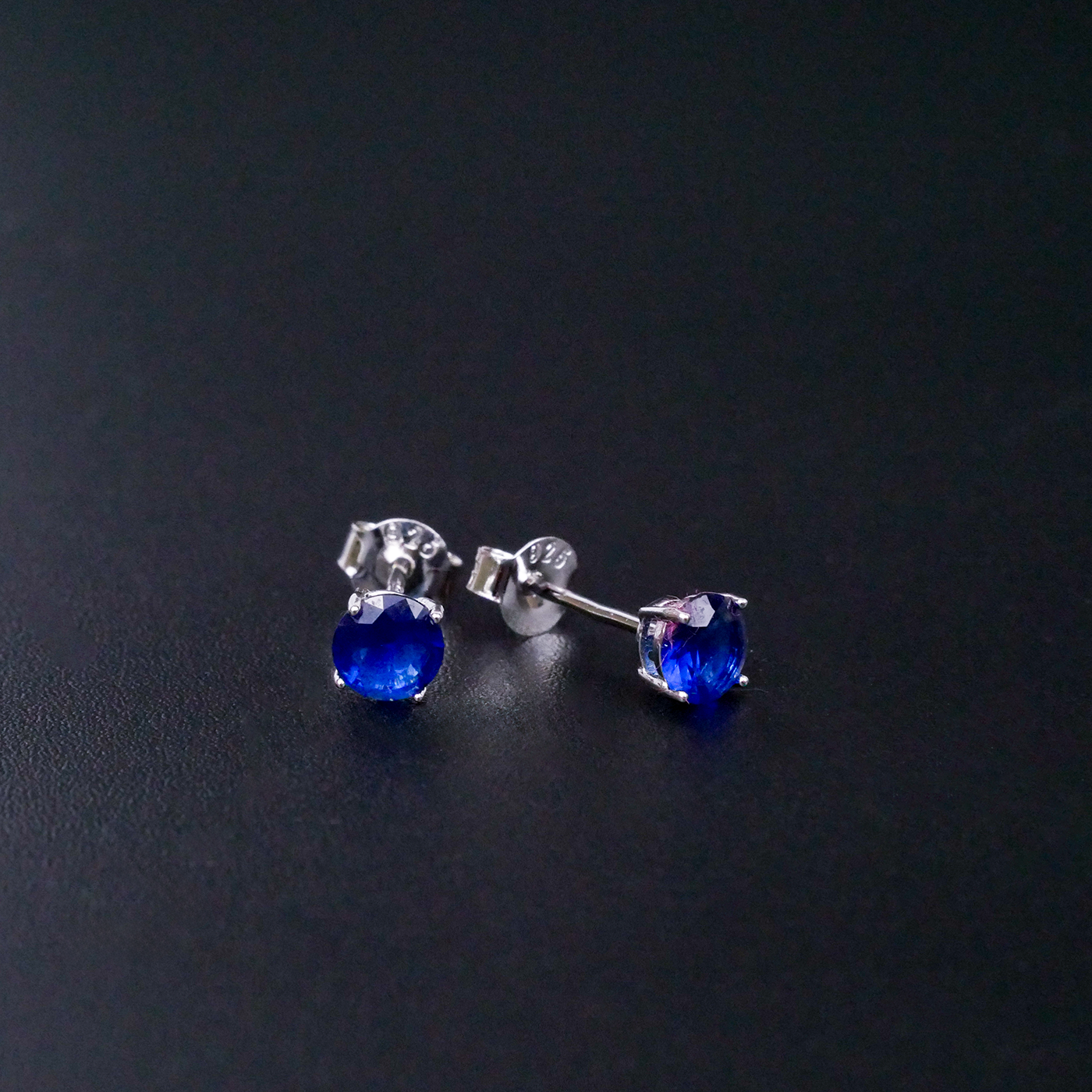 Silver "Blue CZ" Stud Earrings