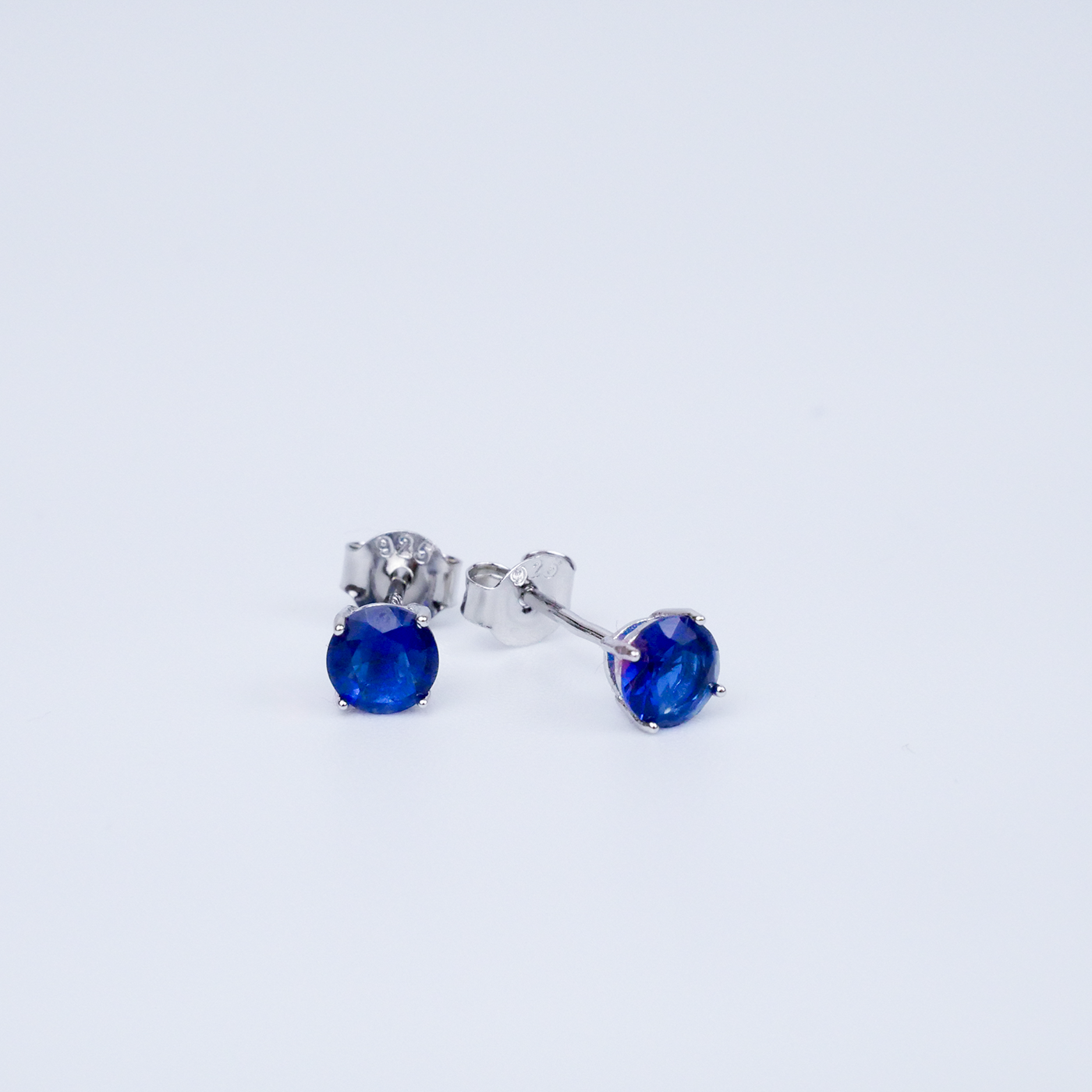 Silver "Blue CZ" Stud Earrings