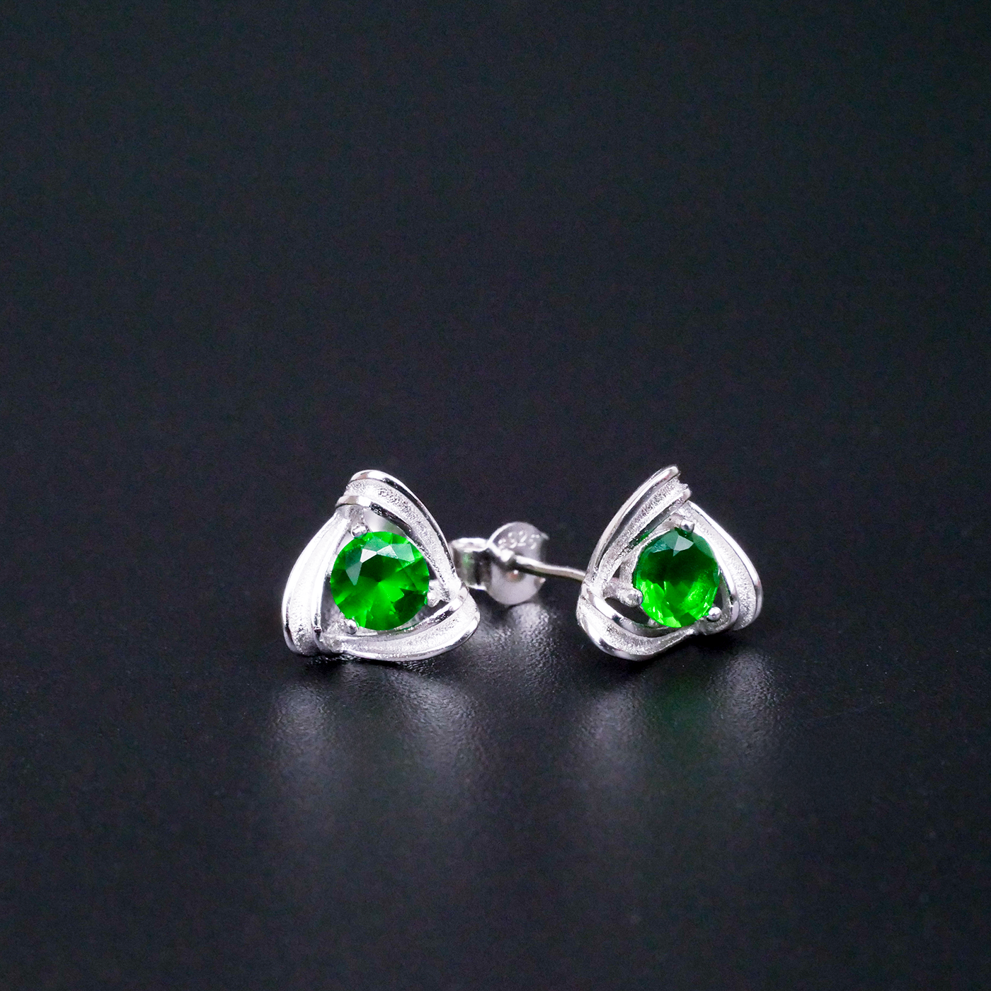 Silver "Emerald" CZ Earrings