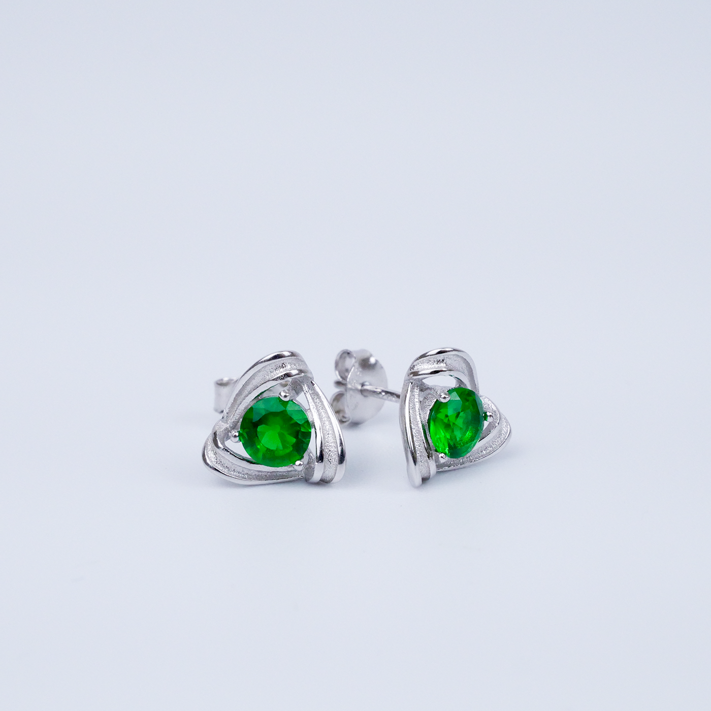 Silver "Emerald" CZ Earrings