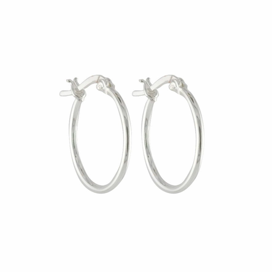 Silver hoop earrings on a white background