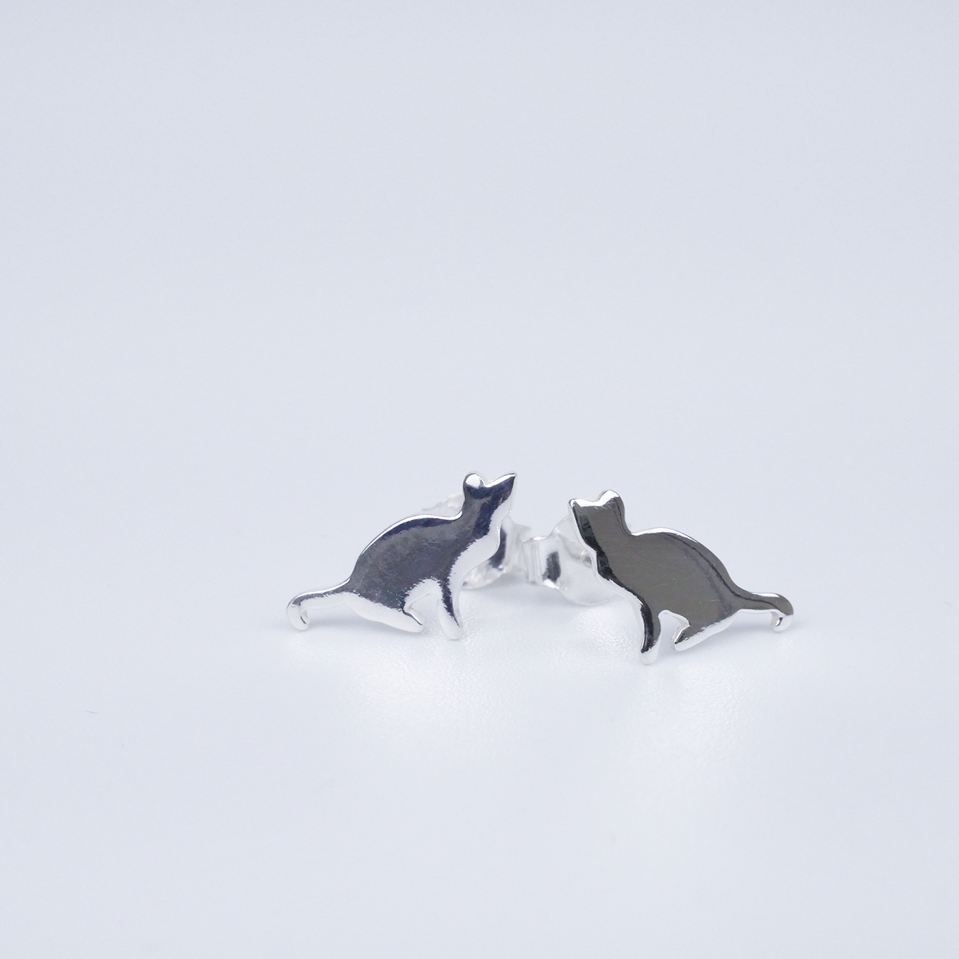 Silver "Sitting Cat" Earrings