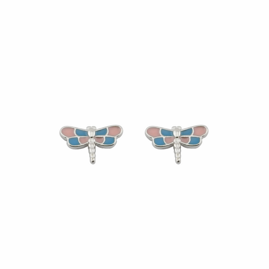 Dragonfly-shaped earrings on a white background