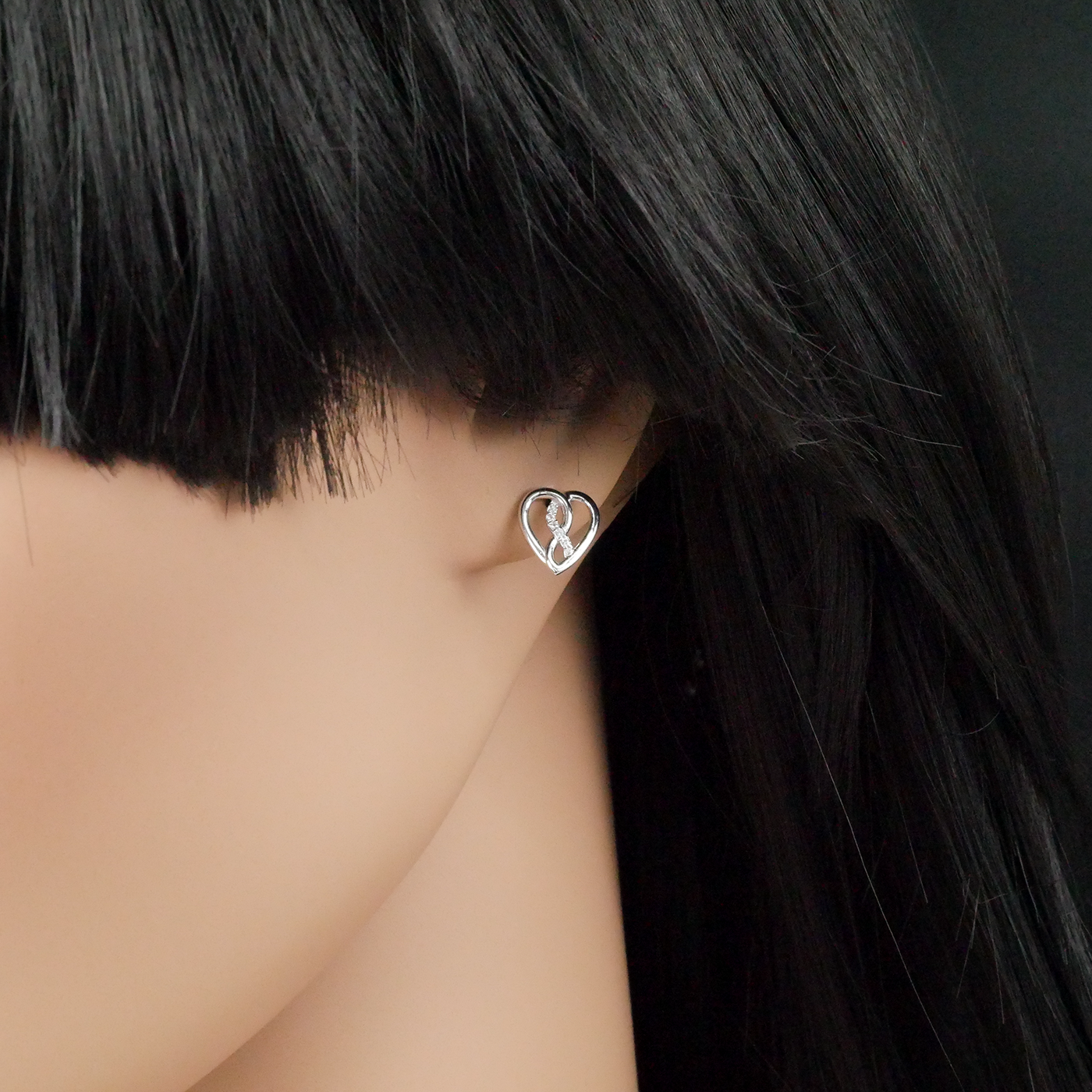 Silver "CZ Weave Heart" Earrings