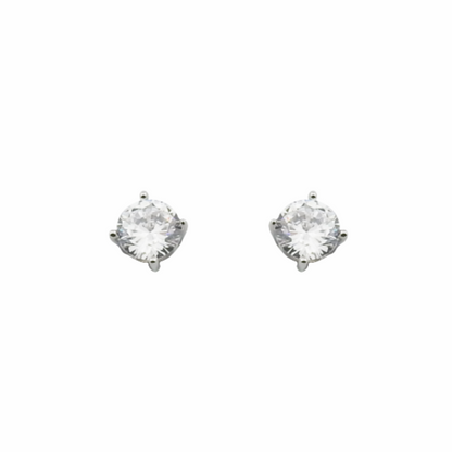 Pair of diamond stud earrings on a white background